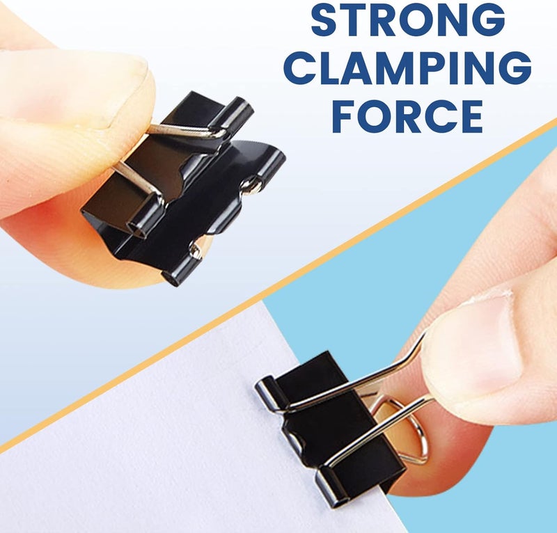 EFOK 208 PCS Binder Clips Paper Clamps Assorted Sizes, Metal Paper Binder Clip, Black Binding Paperwork Clamp Bulk, School Teachers Office Supplies - Image 3